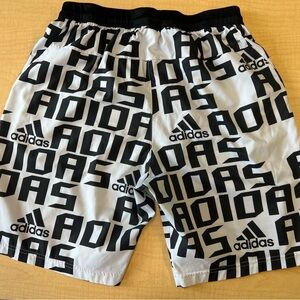 Adidas Men's Black and White Shorts
